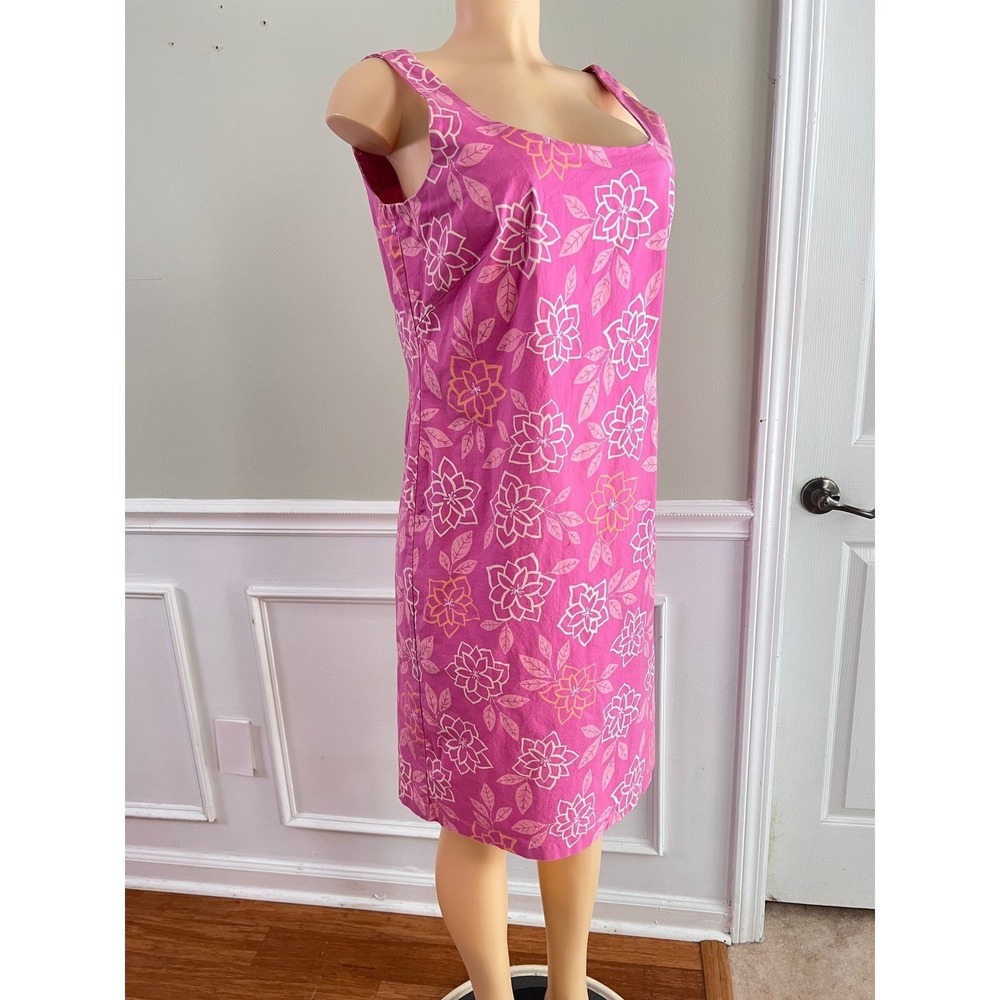 Sigrid Olsen Sport Sheath Dress Womens 14 Floral Sleeveless Pink Y2K Tropical - Picture 9 of 9